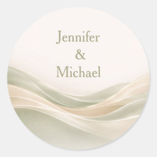 Sage Green and Ivory Personalised Wedding Classic Round Sticker