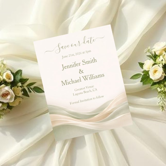 Sage Green and Ivory  Save The Date (Sage Green and Ivory  Save The Date )