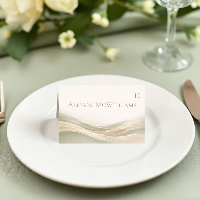 Sage Green and Ivory Wedding Place Card (Sage Green and Ivory Modern Wedding )