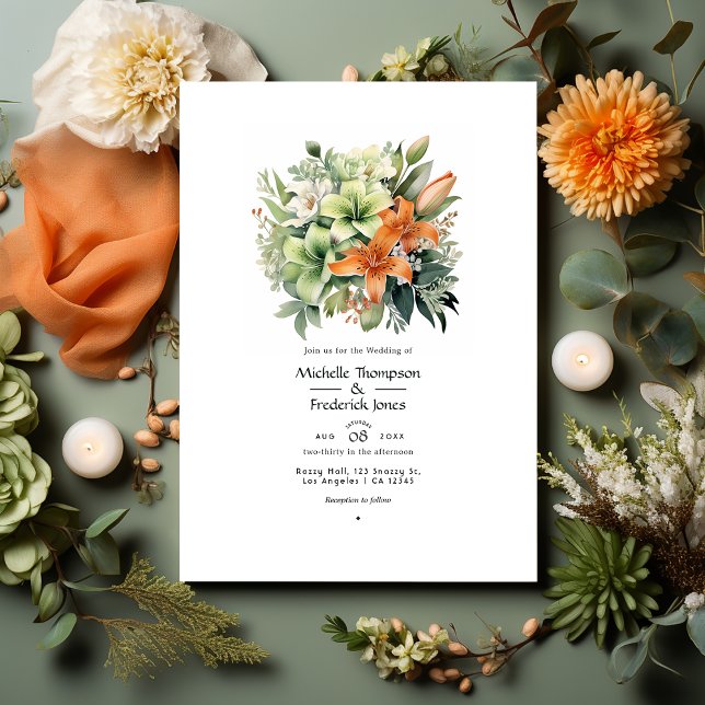 Sage Green and Light Terracotta Floral Wedding Invitation (Creator Uploaded)