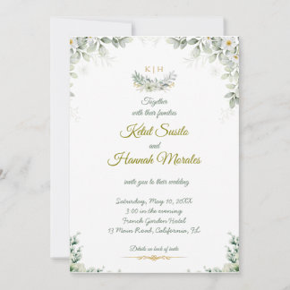 sage green and navy blue wedding invitations