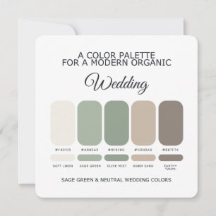 Sage Green and Neutral Wedding Colour Palette Card