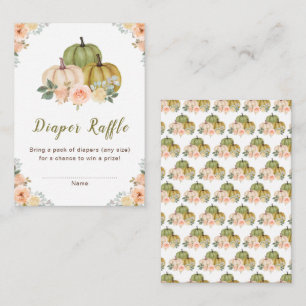 Sage Green and Peach Floral Pumpkins Baby Shower Enclosure Card