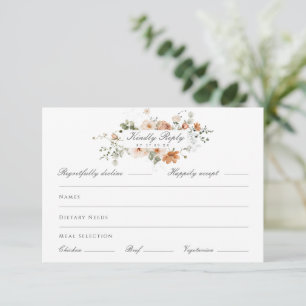 Sage Green and Peach Garden Wedding Meal Choice RSVP Card