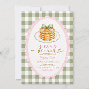Sage Green and Pink Bows and Brunch Baby Shower Invitation