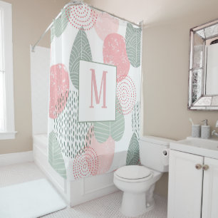 Sage Green and Pink Morandi Plant Custom Shower Curtain