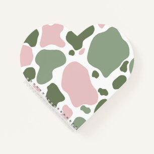 Sage Green and Pink Playful Cow Print Notebook