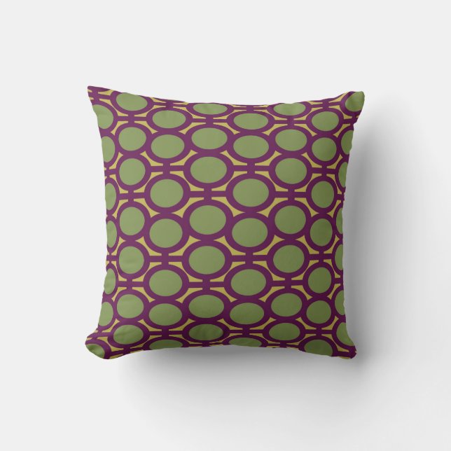 Sage Green and Purple Eyelets Cushion (Front)