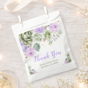 Sage Green and Purple Floral Sweet Sixteen Favour Bag