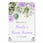 Sage Green and Purple Floral Sweet Sixteen Welcome