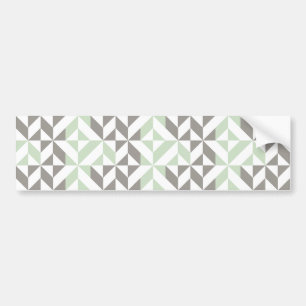 Sage Green and Silver Geometric Deco Cube Pattern Bumper Sticker