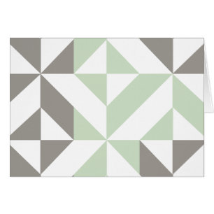 Sage Green and Silver Geometric ZigZag