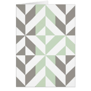 Sage Green and Silver Geometric ZigZag