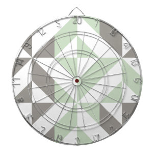 Sage Green and Silver Geometric ZigZag Dartboard