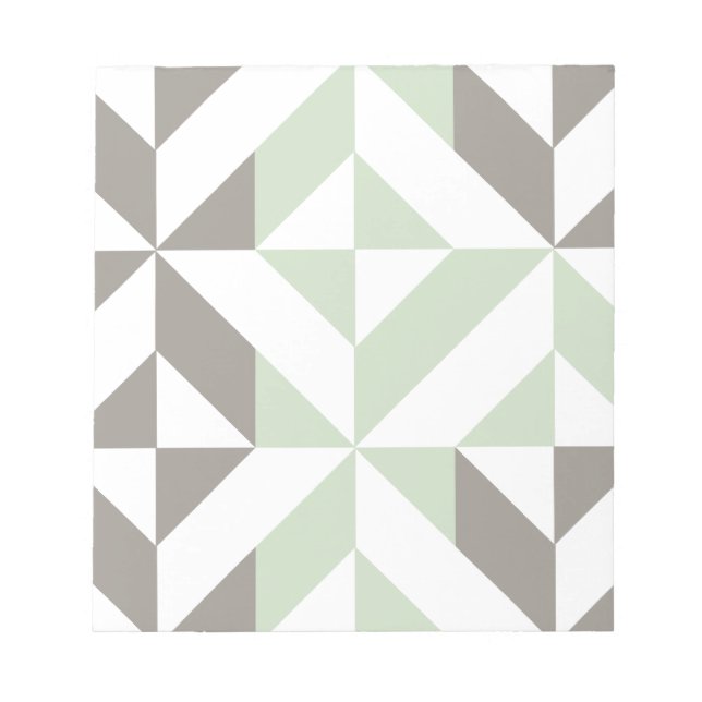 Sage Green and Silver Geometric ZigZag Notepad (Front)