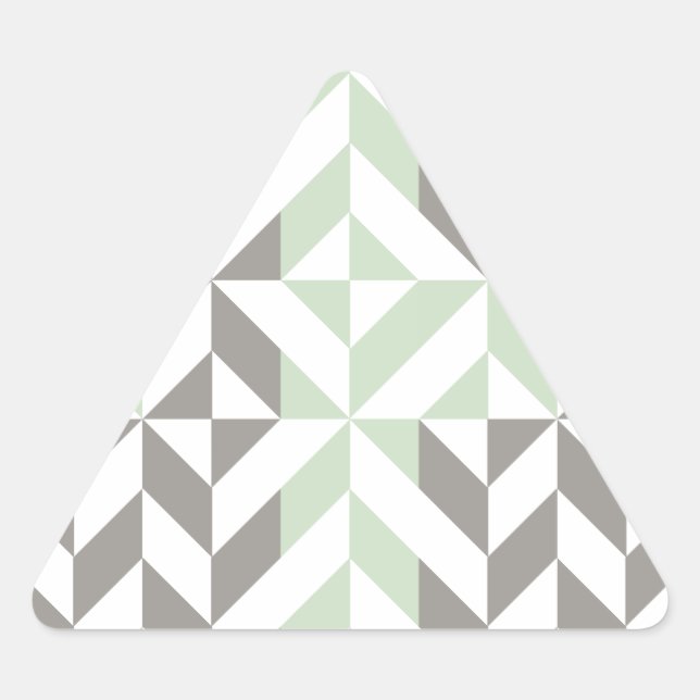 Sage Green and Silver Geometric ZigZag Triangle Sticker (Front)