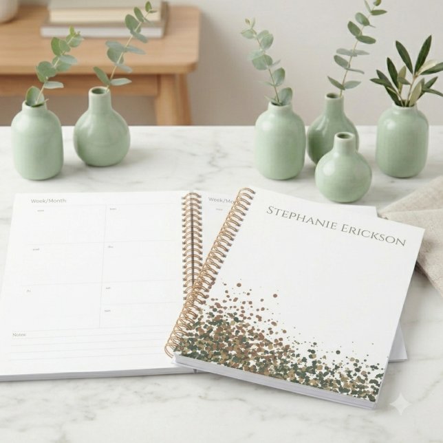 Sage Green and Terracotta Abstract Dot Planner (This stylish planner with earthy polka dots is a perfect back-to-school gift for a busy student.)
