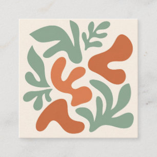 sage green and terracotta abstract wall art square business card