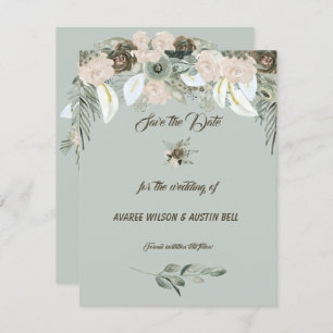 Sage Green and Vanilla Cream Wedding Invitation