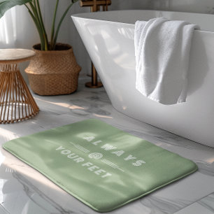 Sage Green and White Always at Your Feet Bath Mat