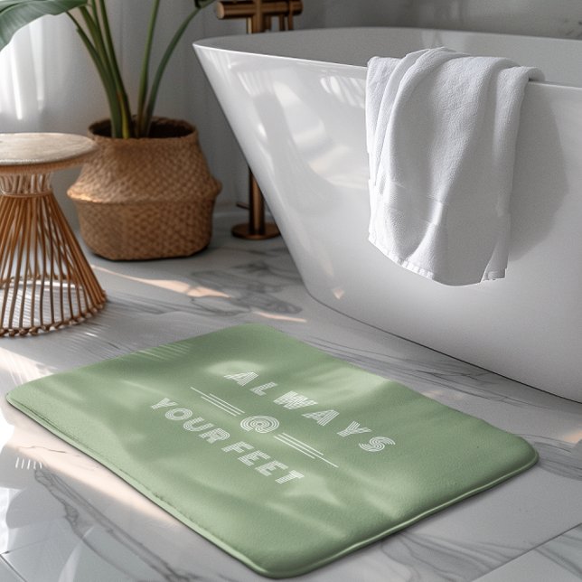 Sage Green and White Always at Your Feet Bath Mat (Creator Uploaded)