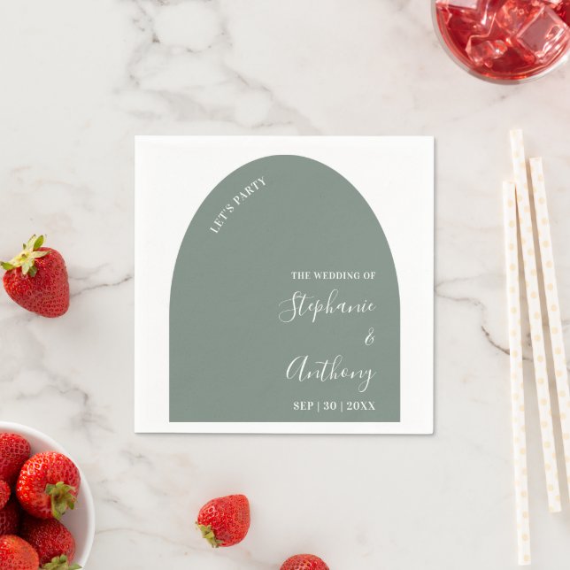 Sage Green and White Arch Wedding   Napkin (Insitu)