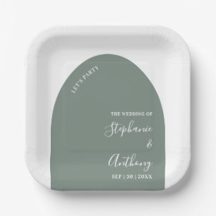 Sage Green and White Arch Wedding   Paper Plate