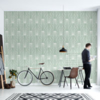 Sage green and white art deco pattern