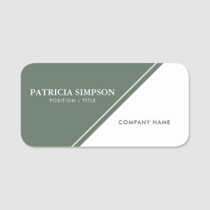 Sage Green and White: Calming And Modern Aesthetic Name Tag