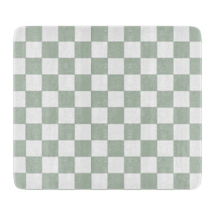 Sage Green and White Checkered Cutting Board