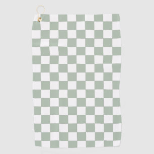 Sage Green and White Chequered Golf Towel