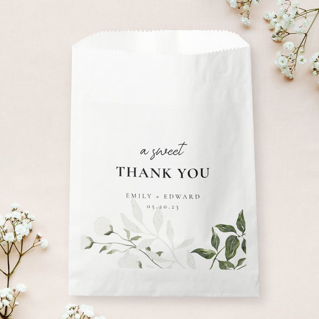 Sage Green and White Floral A Sweet Thank You Favour Bag (Creator Uploaded)