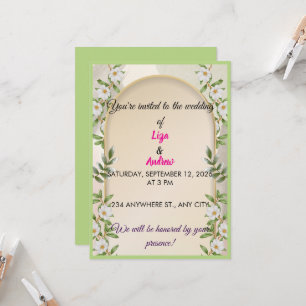 Sage Green and White Floral Arch Wedding Invitatio Invitation