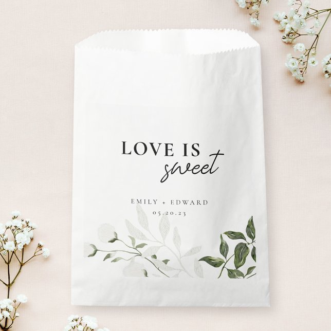 Sage Green and White Floral Love is Sweet Favour Bag (Creator Uploaded)