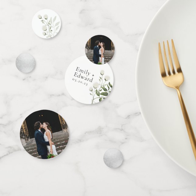 Sage Green and White Floral Wedding Table Confetti (Group)