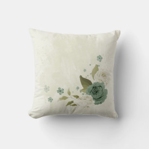 sage green and white flower cushion
