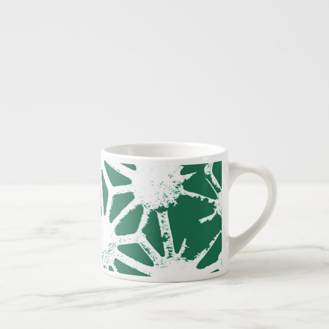 Sage green and white geometric pattern espresso cup (Right)