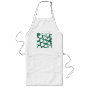 Sage green and white geometric pattern long apron