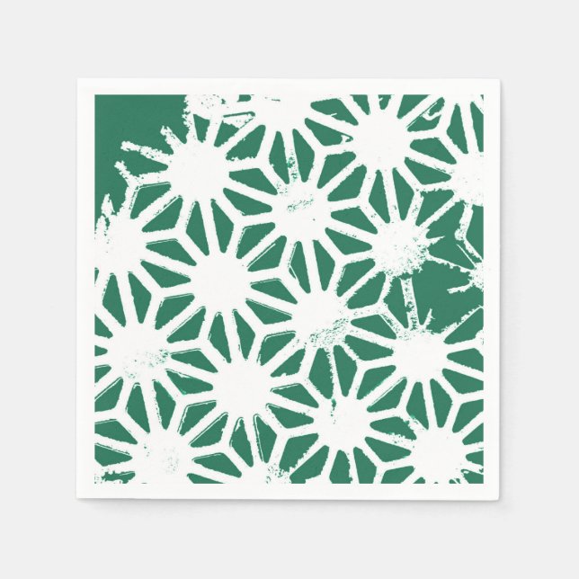 Sage green and white geometric pattern napkin (Front)