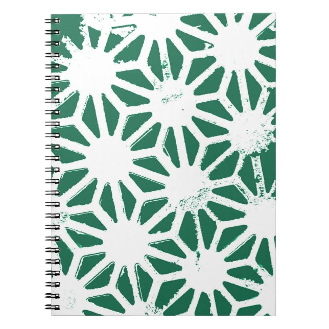 Sage green and white geometric pattern notebook (Front)