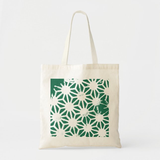 Sage green and white geometric pattern tote bag (Front)