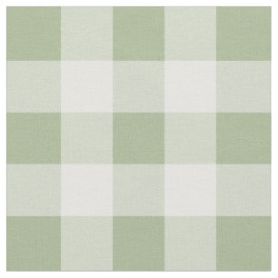 Sage Green and White Gingham Pattern Fabric