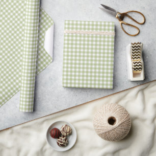 Sage Green and White Gingham Wrapping Paper