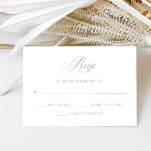 Sage Green and White   Italian Elegance Wedding RSVP Card