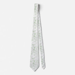 Sage Green and White Marbled Abstract Tie