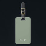 Sage Green and White | Modern Monogram Luggage Tag<br><div class="desc">This modern luggage tag design features a Sage Green background,  with your initials in bold white text for a look that is simple and stylish,  yet professional.</div>