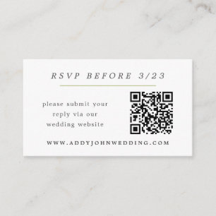 Sage Green and White Online RSVP Insert Card