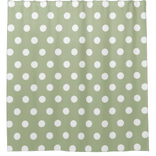 Sage Green and White Polka Dot pattern Shower Curtain