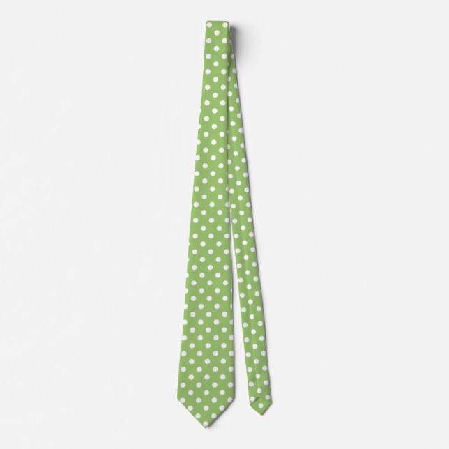 Sage Green and white polka dots neck tie (Front)