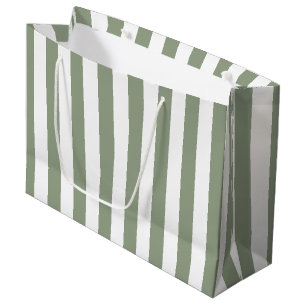 Sage Green and White Stripe  Large Gift Bag